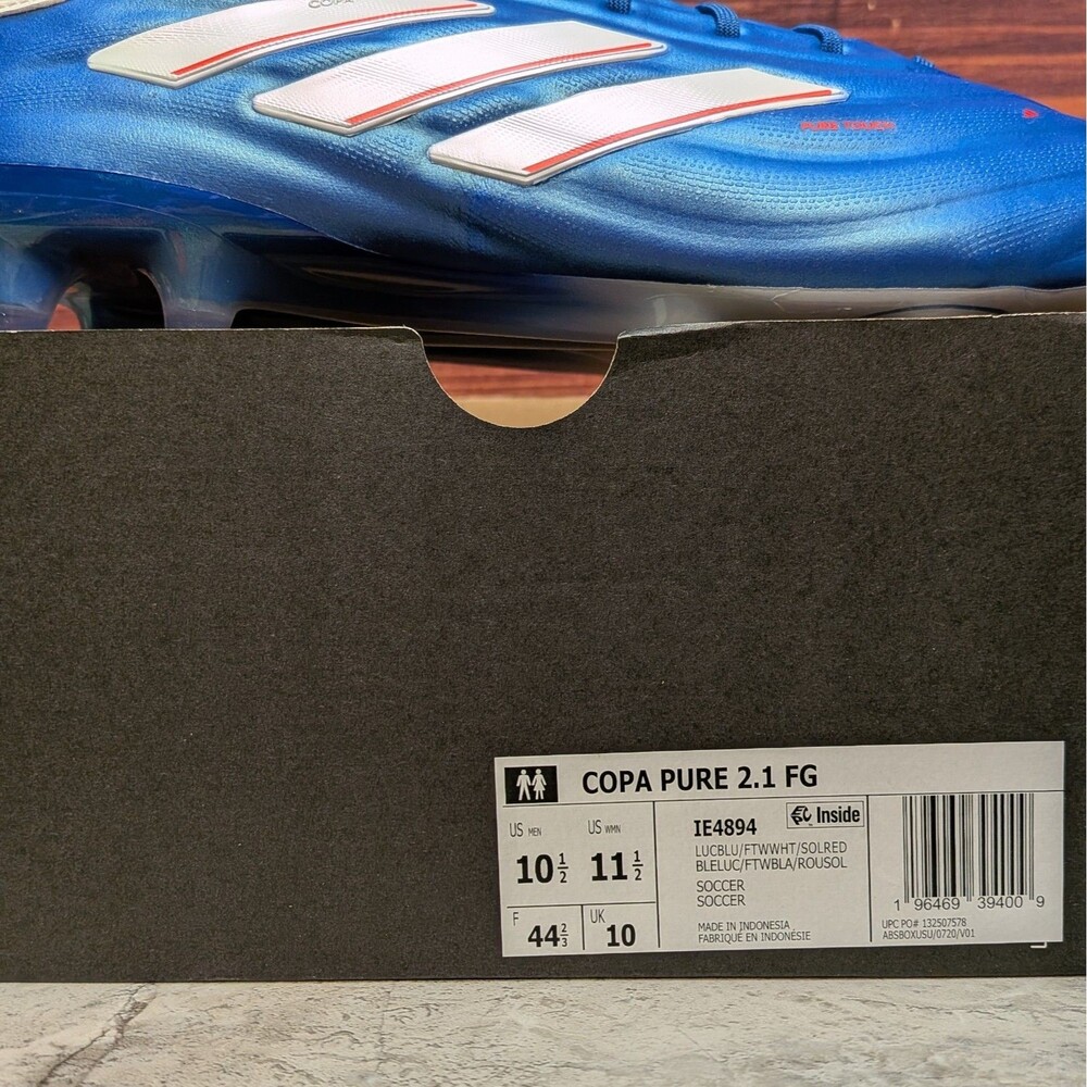 adidas Copa Pure 2.1 FG Marinerush Men's 10.5 Blue White Soccer Cleats IE4894 - Picture 11 of 12